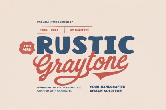 Rustic Graytone: A Vintage Handwritten Font Duo for Makers